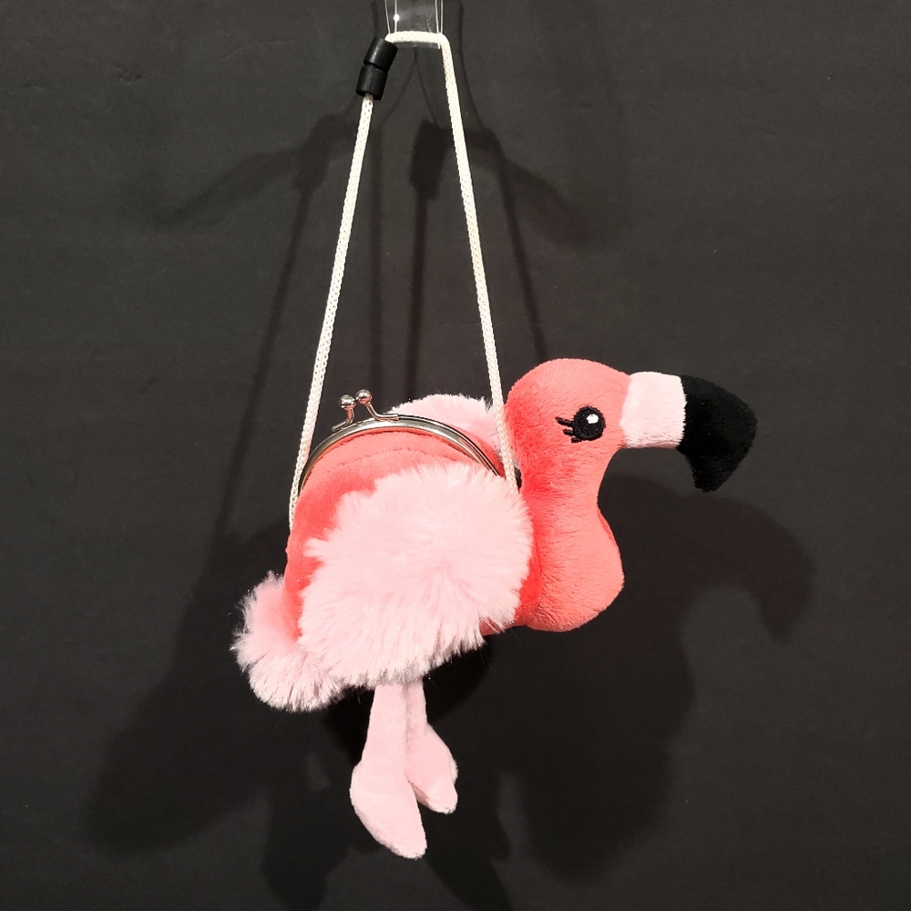 Wild Republic Plush Pink Flamingo Mini Purse Bag Pocketbook With Strap EUC - Picture 11 of 13